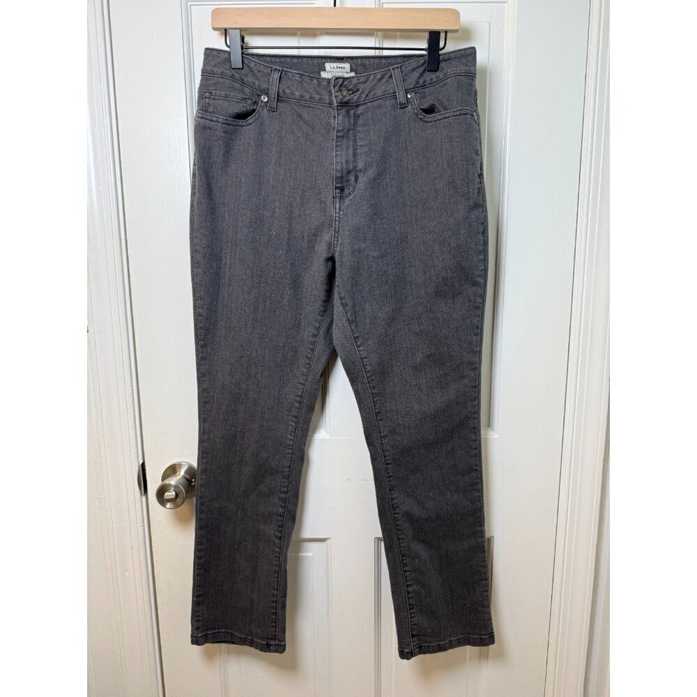 LL Bean Classic Fit Women's Dark Gray Light Black Size 12 Petite Jeans